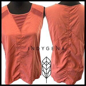 Indygena/Indyeva Salmon Pink Sleeveless Mesh V-Neck Nylon Stretch Top (S)
